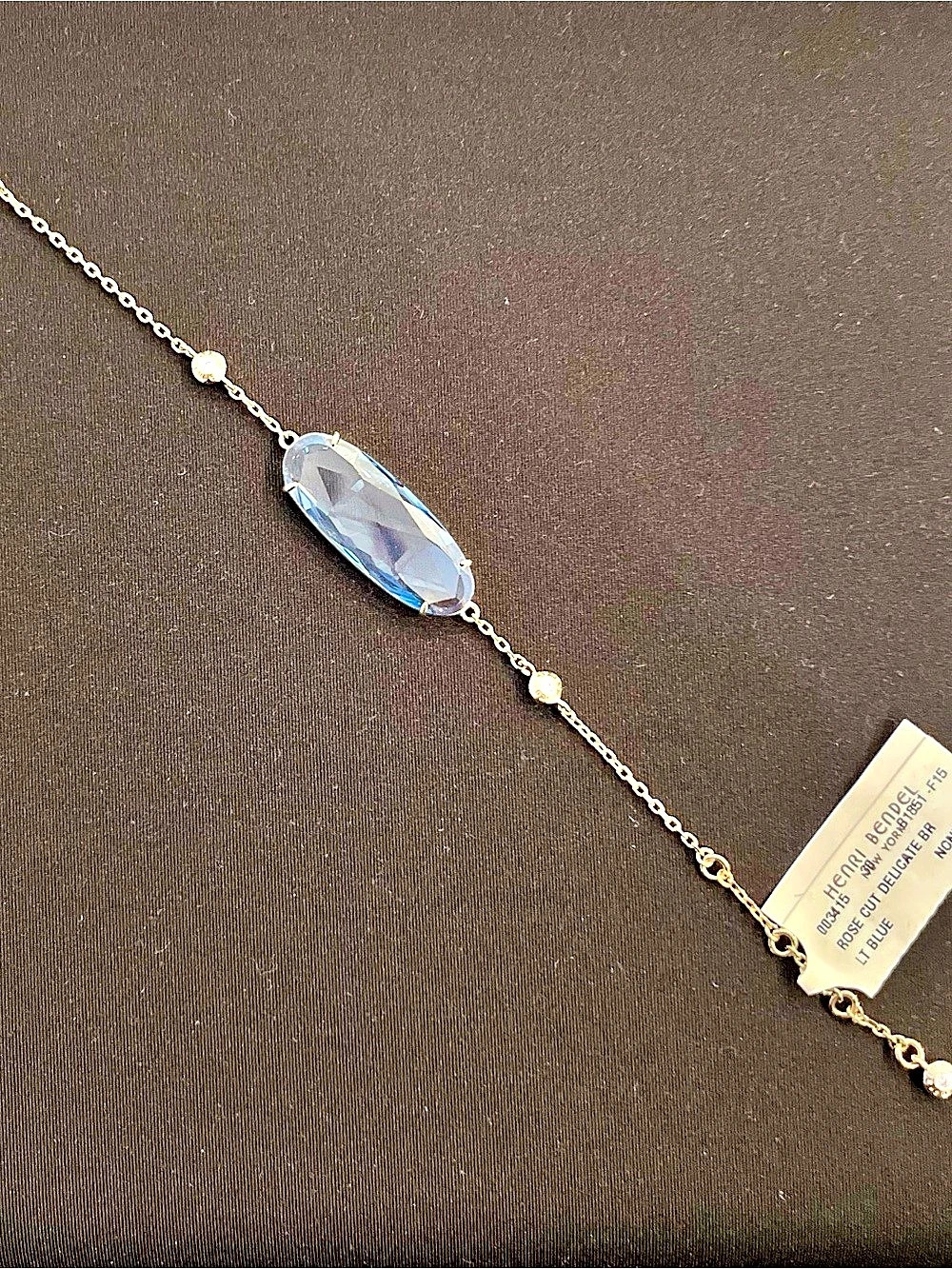 Henri Bendel Rose Cut Delicate Bracelet Blue & Gold NWT
